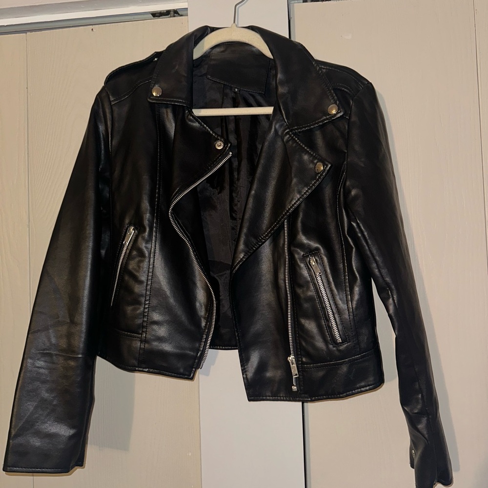 Black Leather Women's Jacket. Size Small